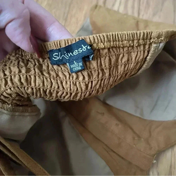 Shinestar Women’s Tan Brown Button Down Sleeveless Crop Top Size Large - Picture 3 of 5